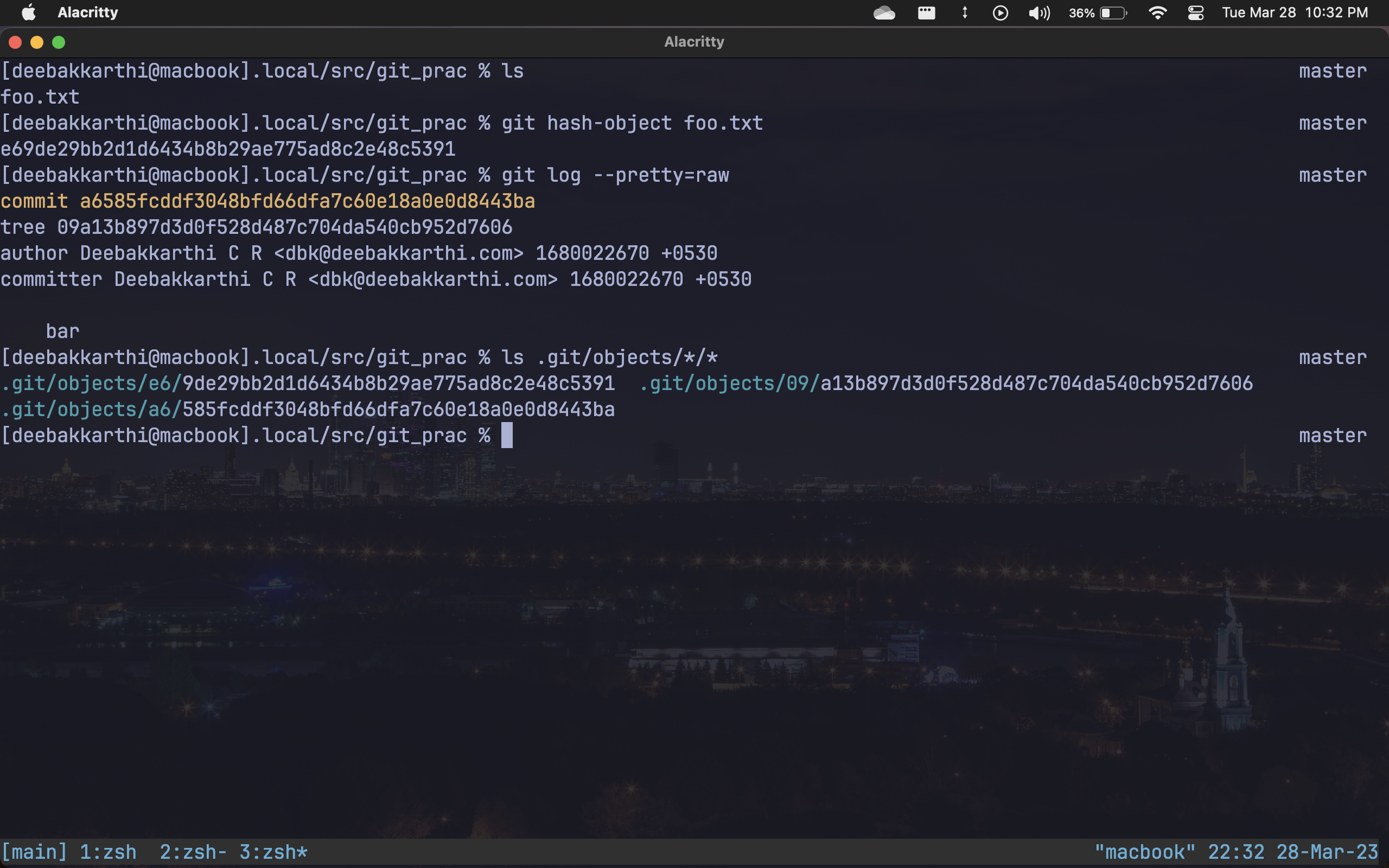 Git hash example